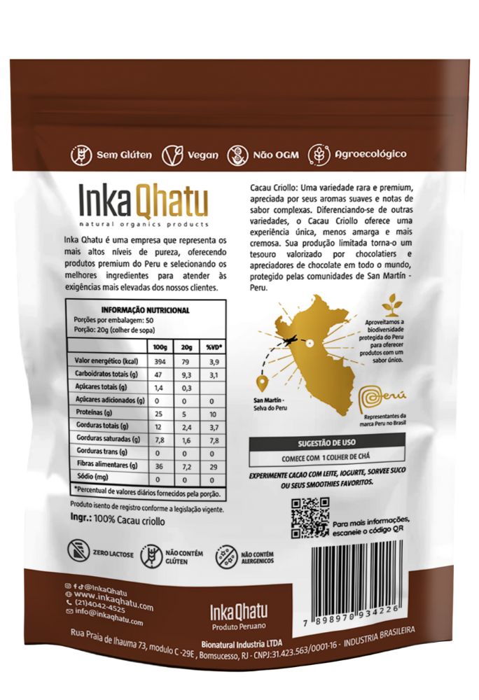 100% Cacau Criollo | 1kg | Premium