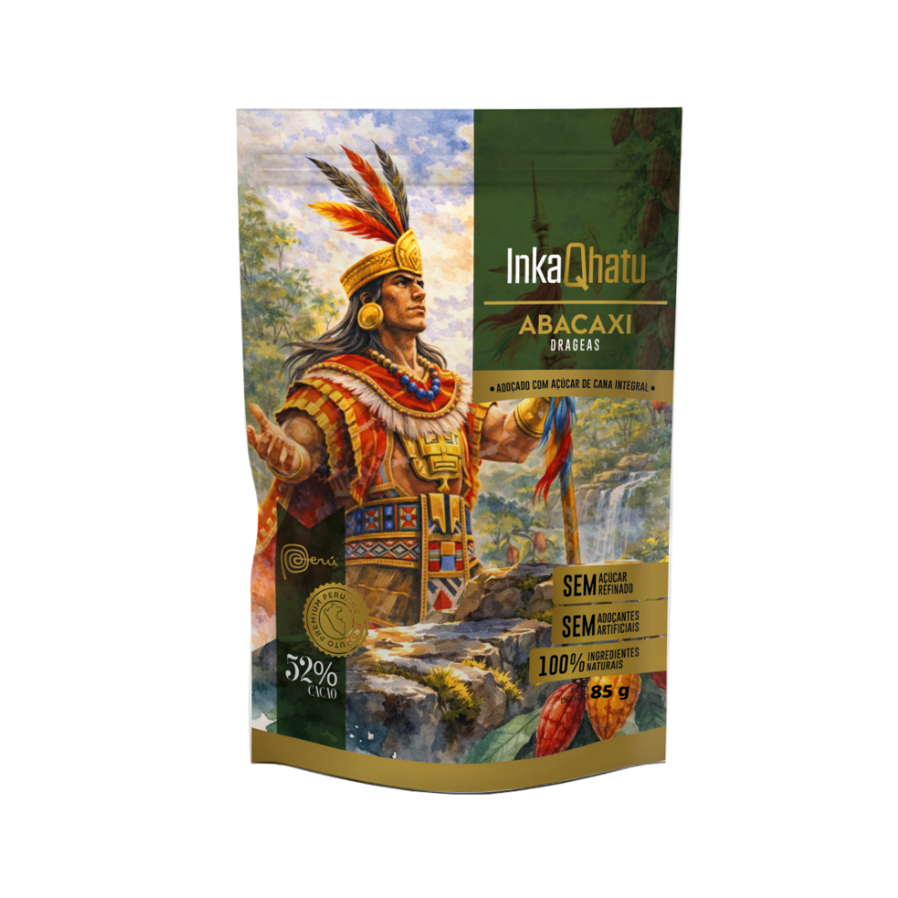 Abacaxi com chocolate 52% cacau adoçado com açúcar de cana integral| 85g