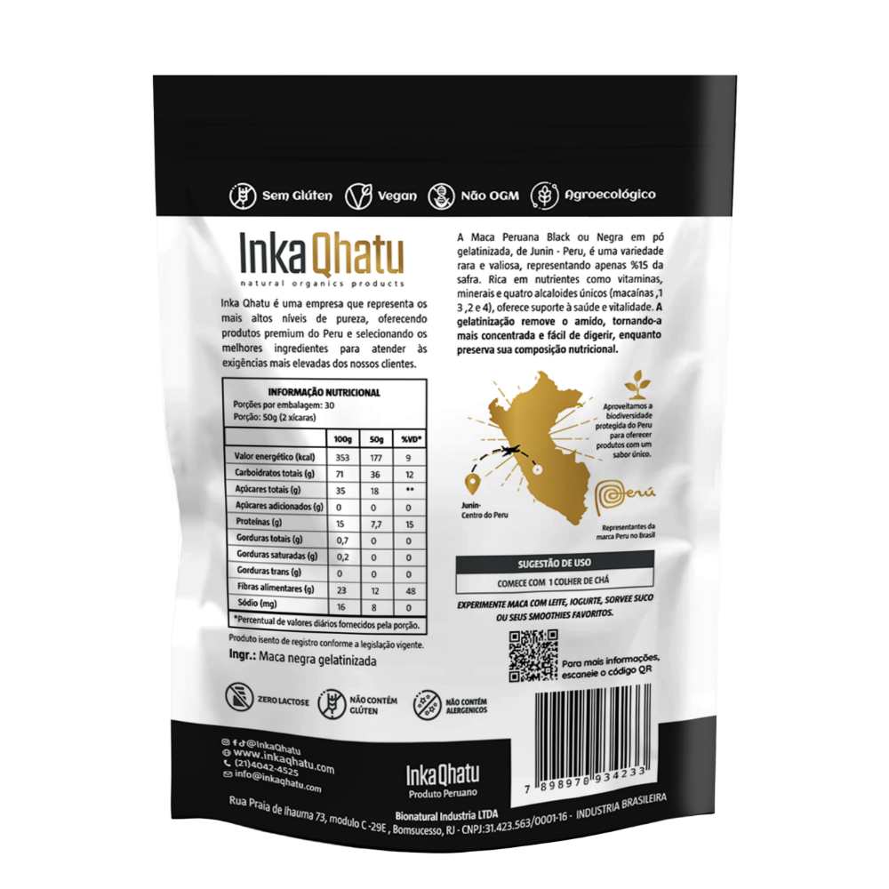 Black Maca Peruana Gelatinizada em Pó 100% Pura | 1,5kg | Premium | Direto dos Andes