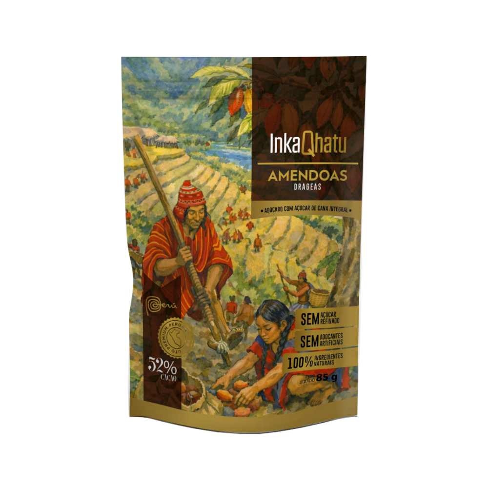 Amêndoas com chocolate 52% cacau adoçado com açúcar de cana integral | 85g