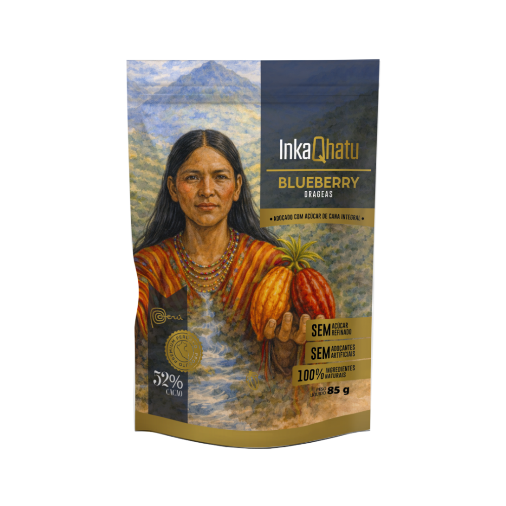 Blueberry com chocolate 52% cacau adoçado com açúcar de cana integral | 85g