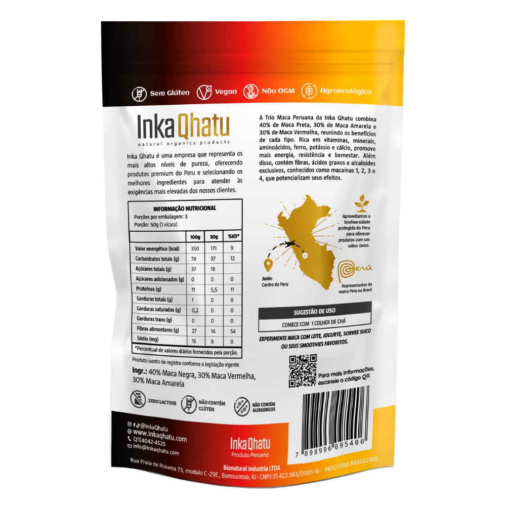Trio Maca Peruana em Pó 100% Pura | 150g | Blend Preta, Vermelha e Amarela