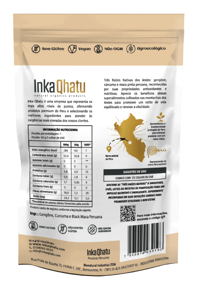 Three Native Roots | Ginger | Turmeric | Peruvian Black Maca | 80g | Premium