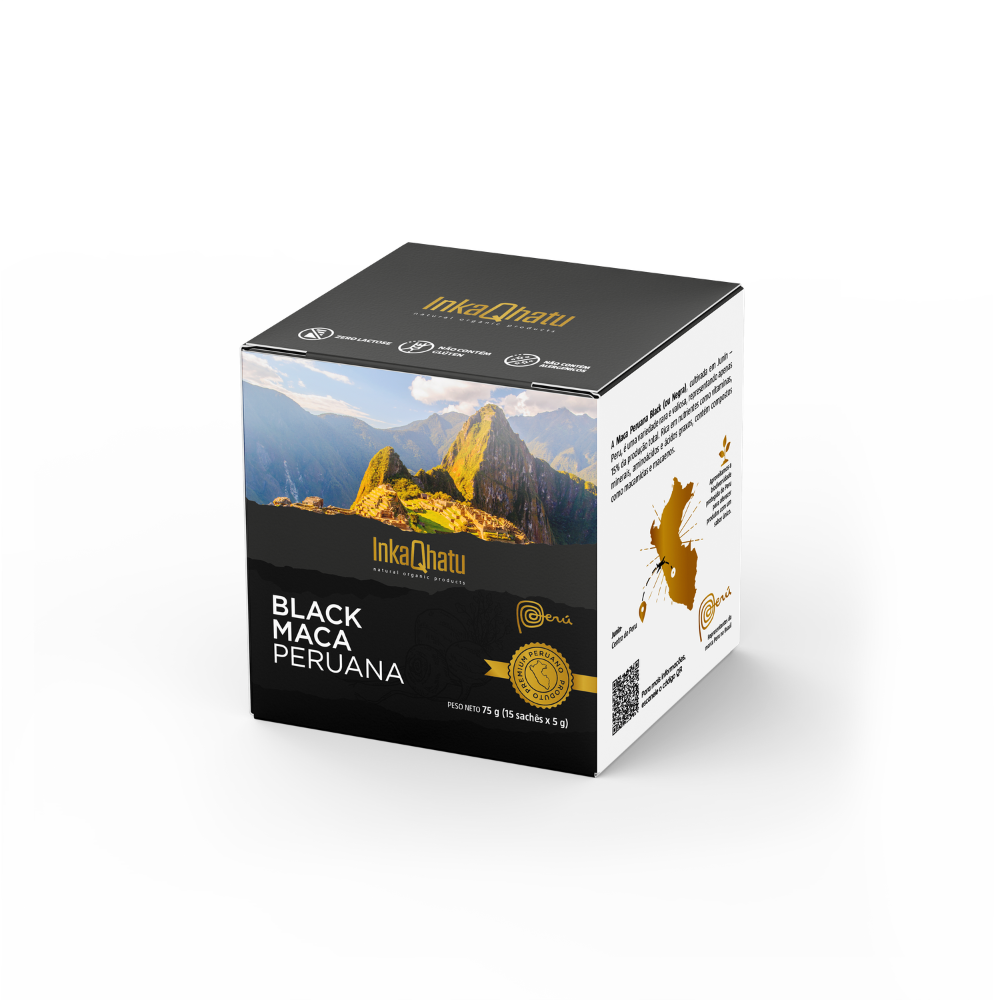 Black Maca Peruana em Pó 100% Pura | 75g | 15 Sachês | Premium | Direto dos Andes