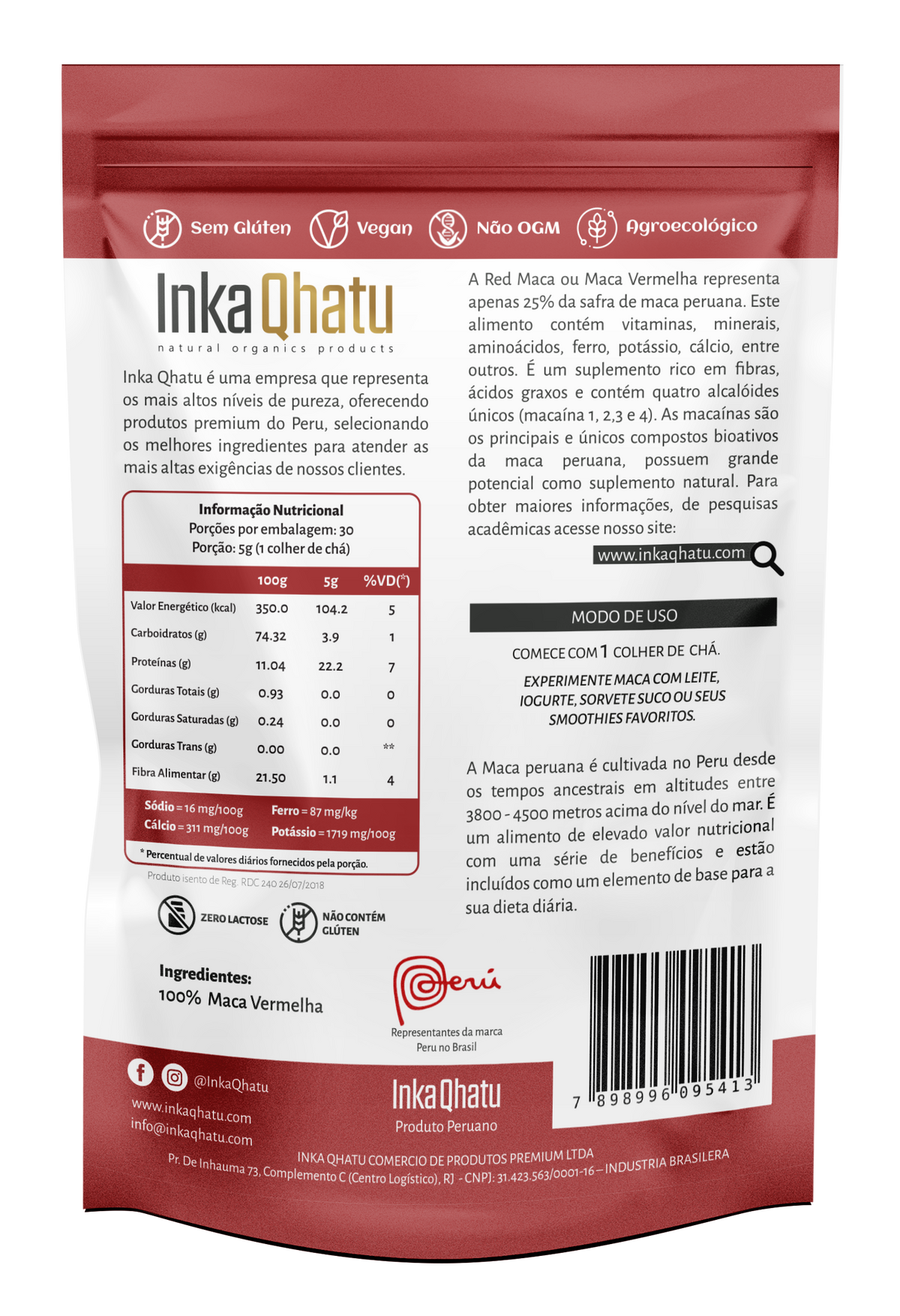 Red Maca Peruana em Pó 100% Pura | 150g | Premium | Direto dos Andes