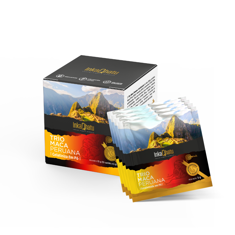 Trio Maca Peruana Gelatinizada em Pó 100% Pura | 75g | 15 Sachês | Premium | Direto dos Andes