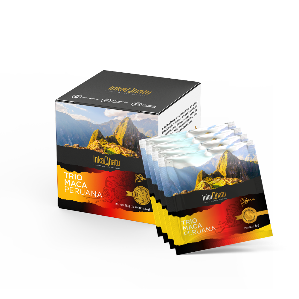 Trio Maca Peruana em Pó 100% Pura | 75g | 15 Sachês | Premium | Direto dos Andes