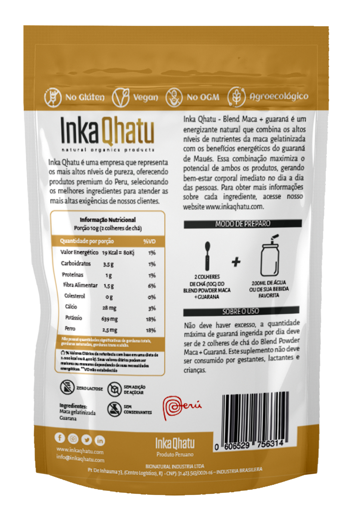 Blend Powder Maca + Guaraná em Pó 100% Pura | 225g | Premium