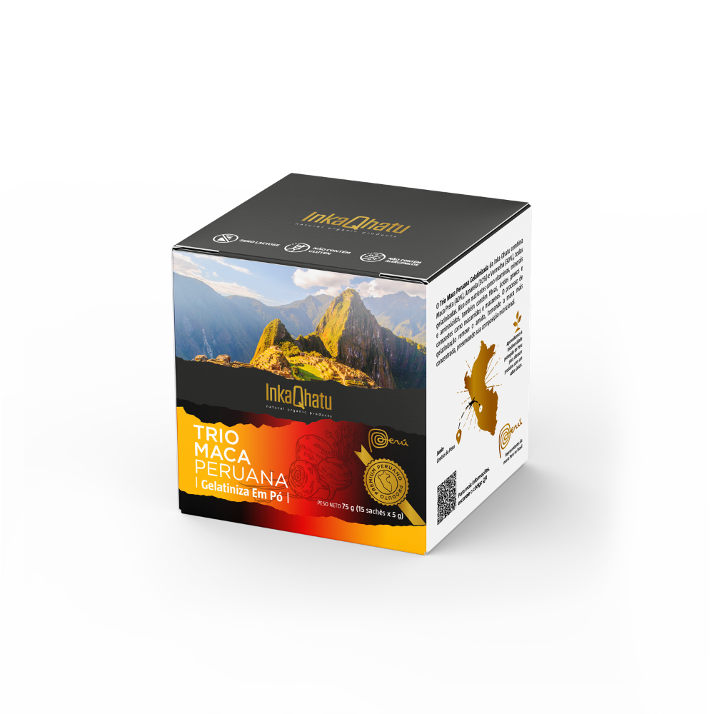 Trio Maca Peruana Gelatinizada em Pó 100% Pura | 75g | 15 Sachês | Premium | Direto dos Andes