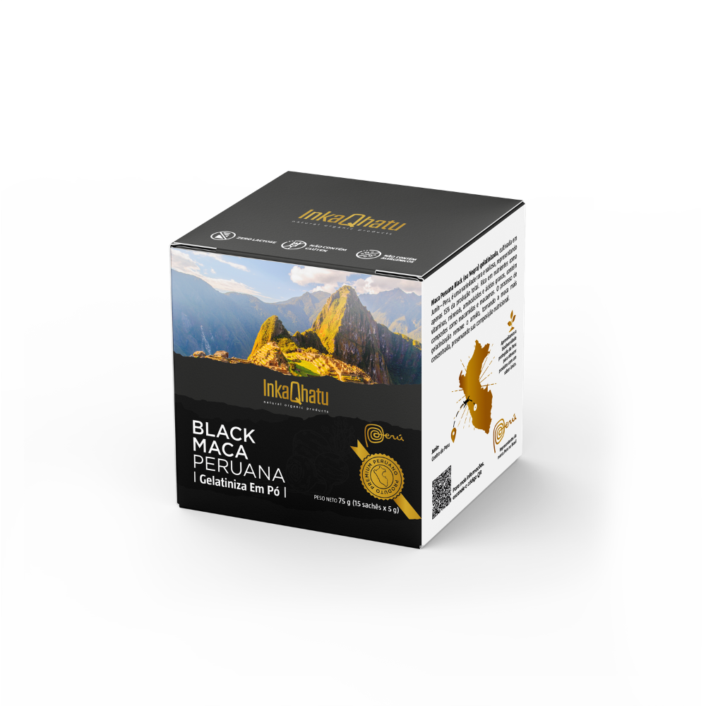 Black Maca Peruana Gelatinizada em Pó 100% Pura | 75g | 15 Sachês | Premium | Direto dos Andes