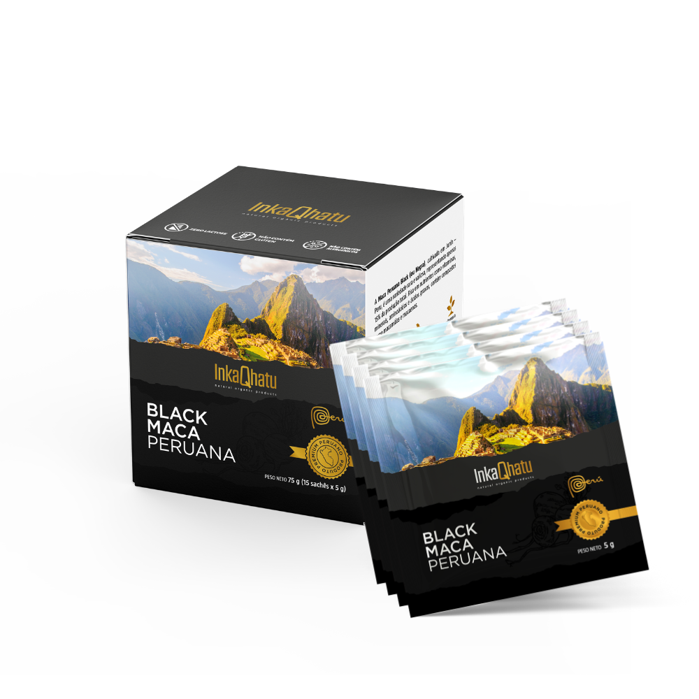 Black Maca Peruana em Pó 100% Pura | 75g | 15 Sachês | Premium | Direto dos Andes